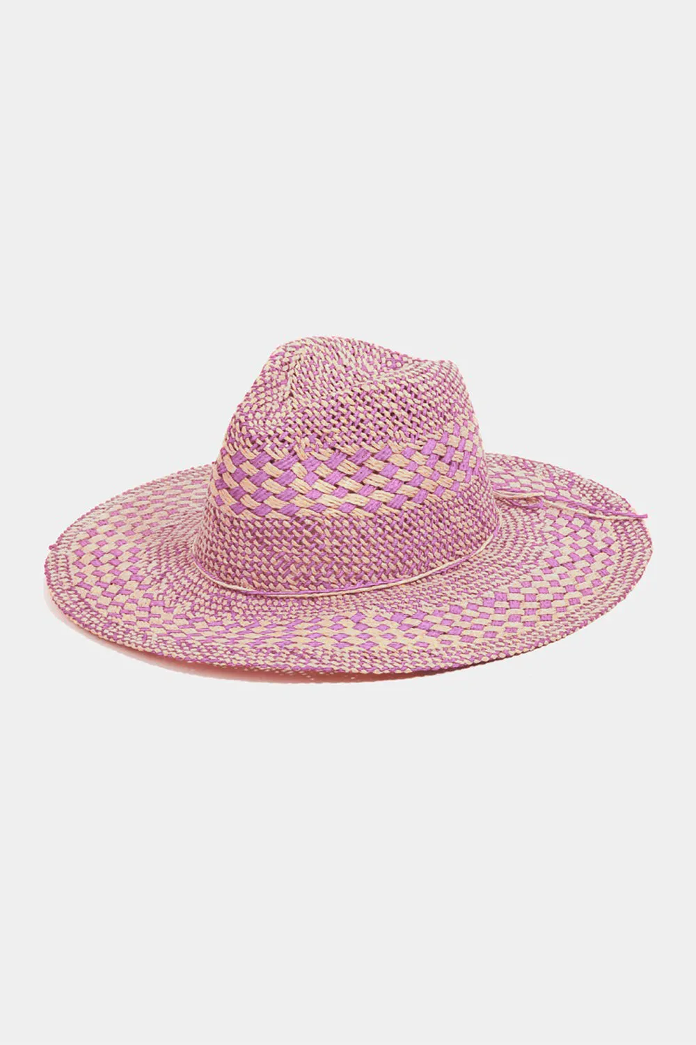 Checkered Woven Straw Sun Hat