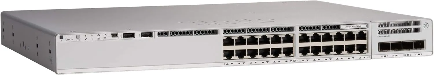 CISCO Catalyst 9200 C9200L-24P-4G Layer 3 Switch - 24 X Gigabit Ethernet Network, 4 X Gigabit Ethernet Uplink - Manageable - Twisted Pair, Optical Fiber - Modular - 3 Layer Supported