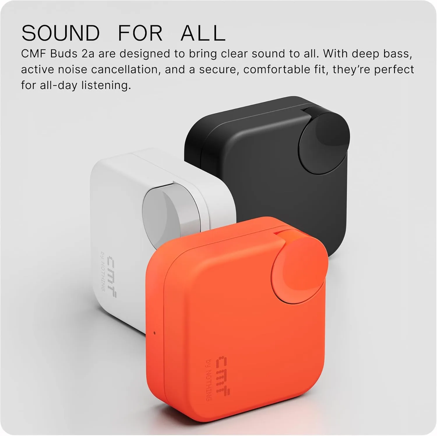 CMF Buds 2a Wireless Earbuds Active Noise Cancelling 42dB Hybrid ANC Bluetooth Headphones, 12.4mm Dynamic Driver for Big Bass, 4 Mics Clear Call, Sport Ear Buds for iPhone, Android, Light Grey