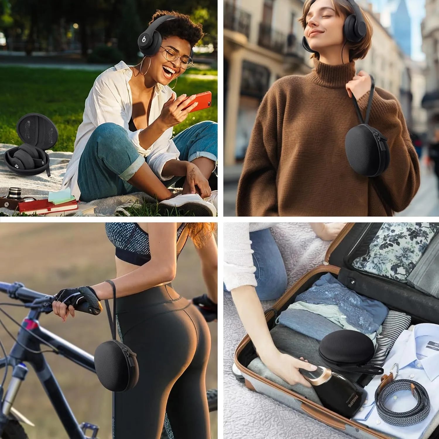 co2CREA for Beats Studio Pro / Studio3 / Solo4 / Solo3 Headphones, Hard Travel Case Compatible with Beats Wireless On-Ear Headphones (Black Case)