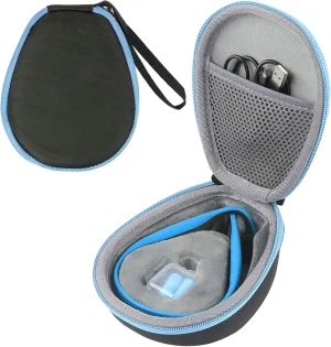 co2CREA Hard Travel Case Replacement for SHOKZ Aeropex/Air/Titanium Mini/Openmove/Openrun Pro Open-Ear Wireless Bone Conduction Headphones(Black Case   Ocean Blue Zipper)