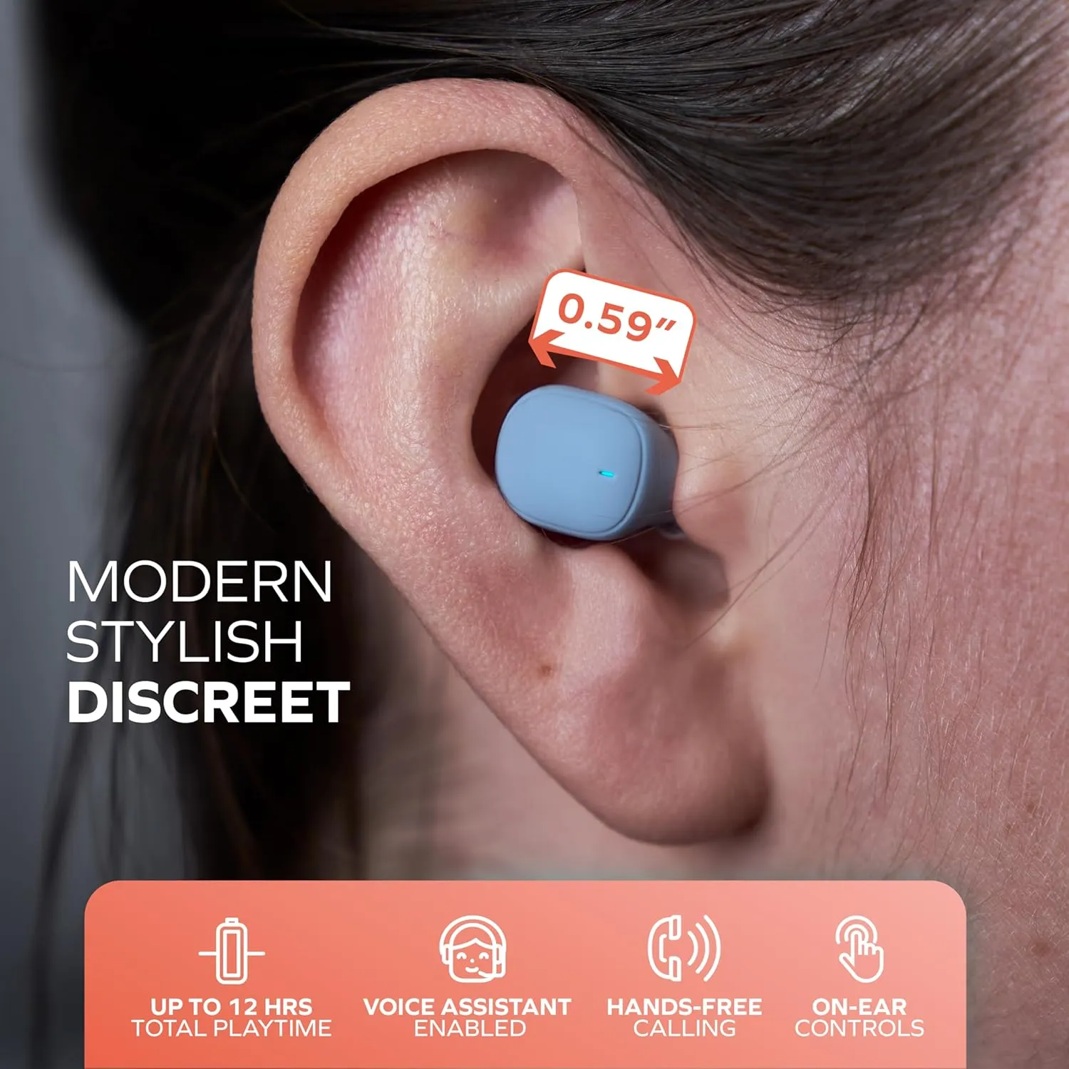 Coby Mini True Wireless Earbuds, Worlds Smallest Wireless Ear Buds, Lightweight in-Ear Headphones & Case, Built-in Mic | Bluetooth Headphones 12-HR Play (Blue)