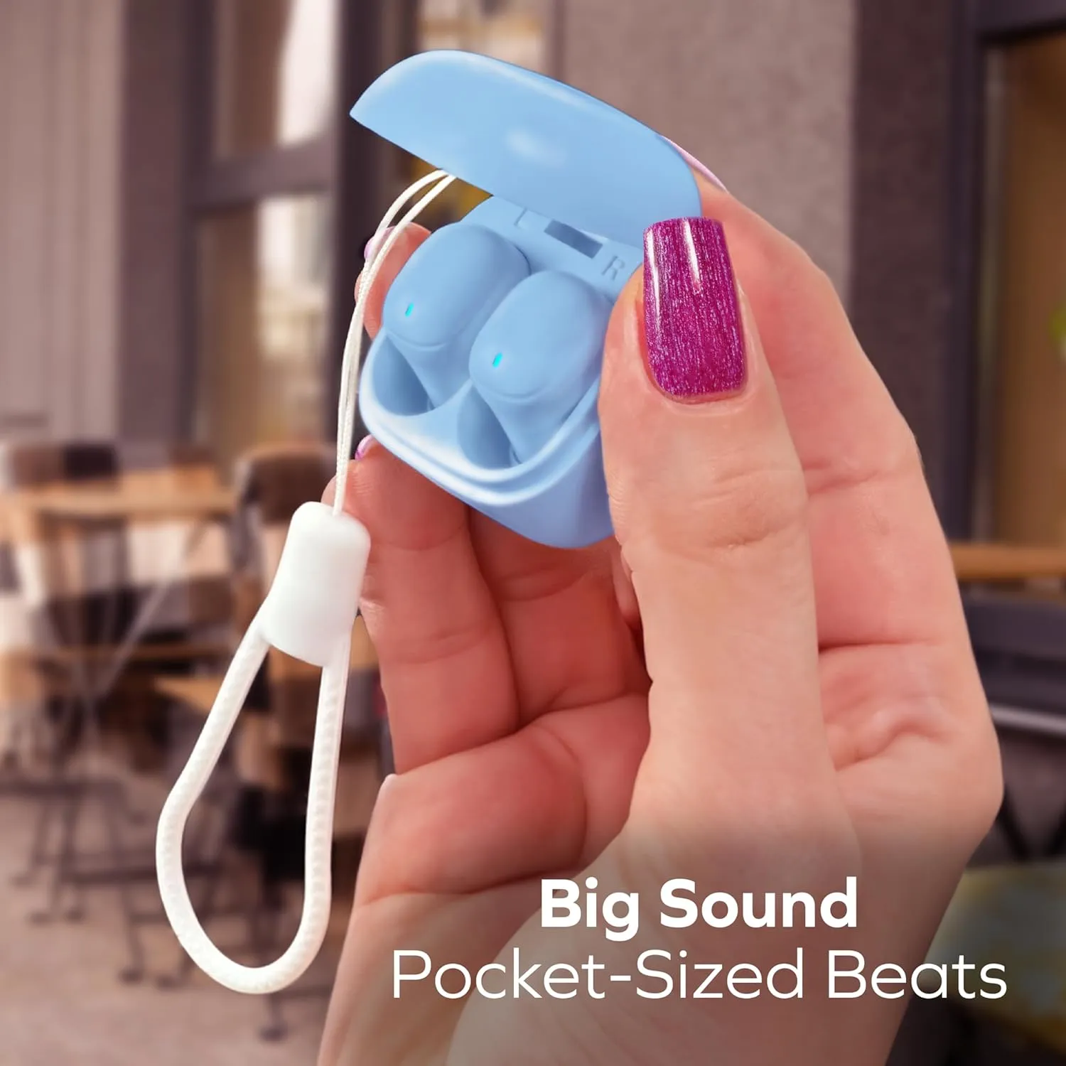 Coby Mini True Wireless Earbuds, Worlds Smallest Wireless Ear Buds, Lightweight in-Ear Headphones & Case, Built-in Mic | Bluetooth Headphones 12-HR Play (Blue)