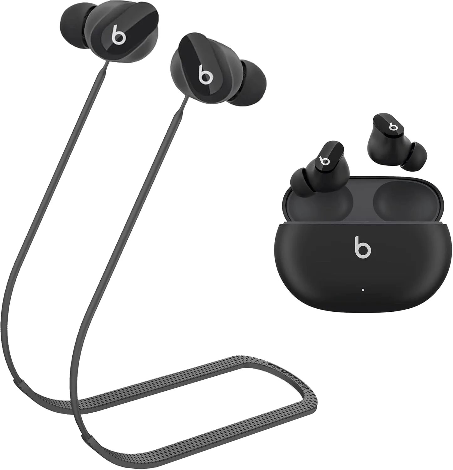 Compatible with Beats Studio Buds Strap, Sports Silicone Beats Earbuds Lanyard, Anti Lost Studio Buds Straps Accessories, Anti-Lost Neck Rope Cord Soft, Running Holder Connector, (Black)