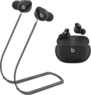Compatible with Beats Studio Buds Strap, Sports Silicone Beats Earbuds Lanyard, Anti Lost Studio Buds Straps Accessories, Anti-Lost Neck Rope Cord Soft, Running Holder Connector, (Black)