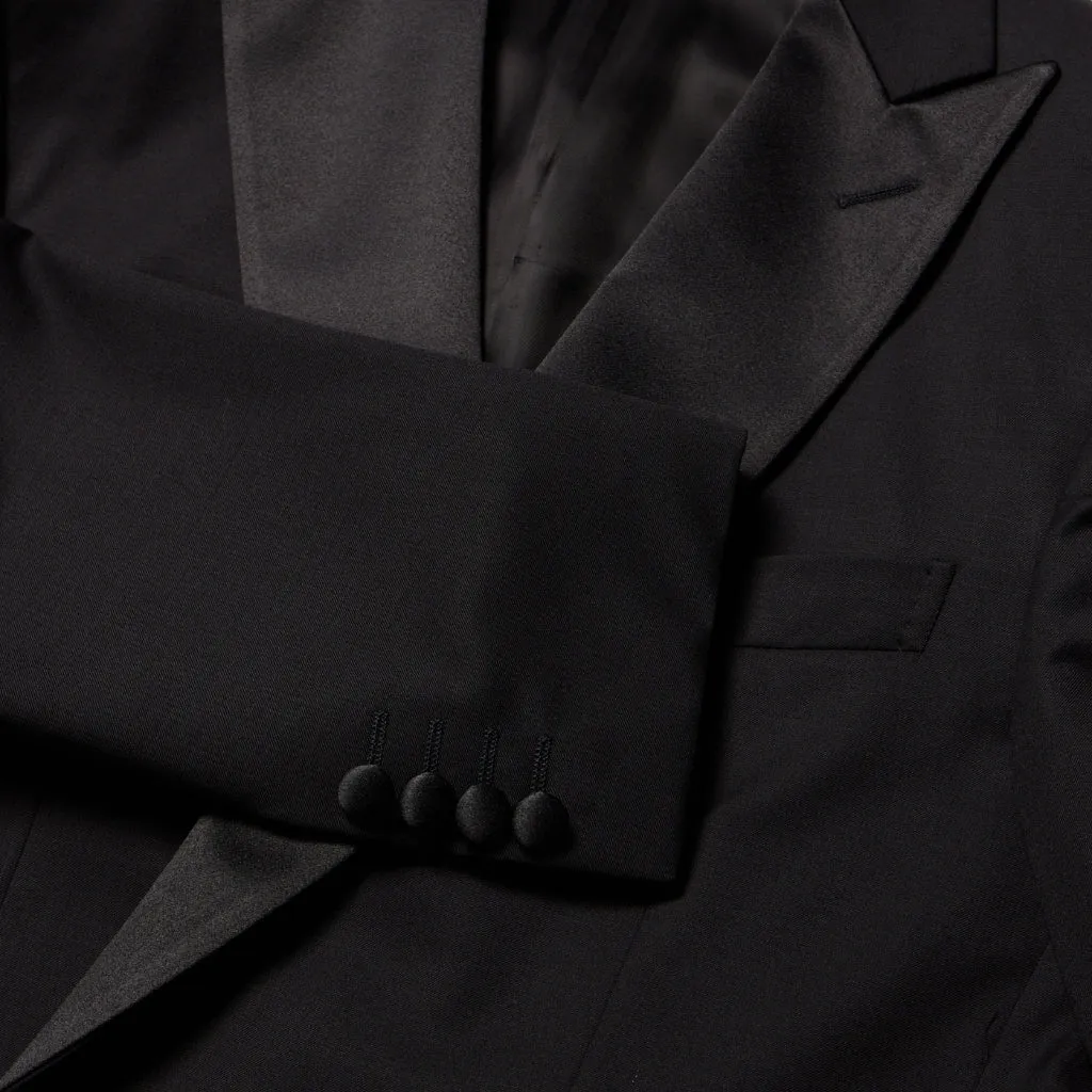 CORNELIANI Peak Lapel Wool Suit BLACK REG
