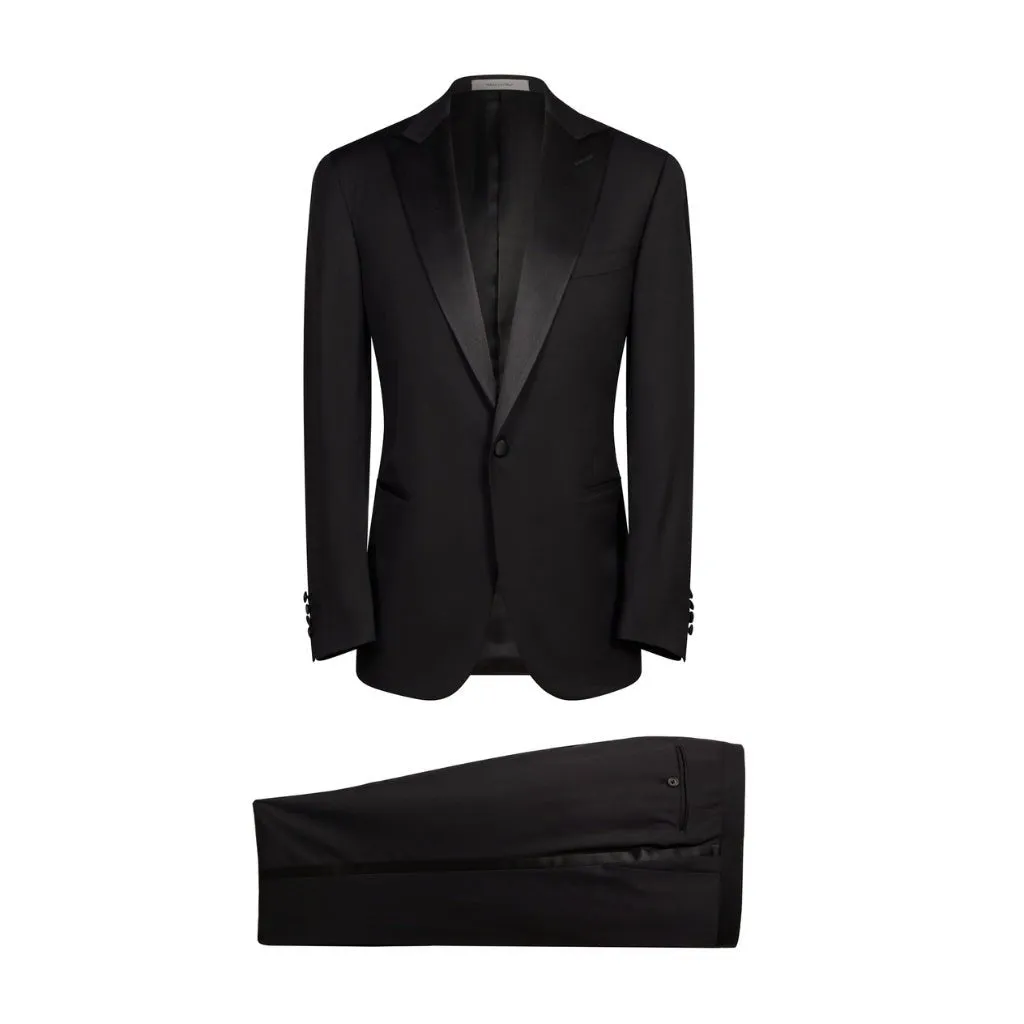 CORNELIANI Peak Lapel Wool Suit BLACK REG