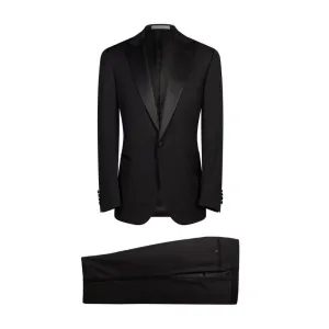 CORNELIANI Peak Lapel Wool Suit BLACK REG