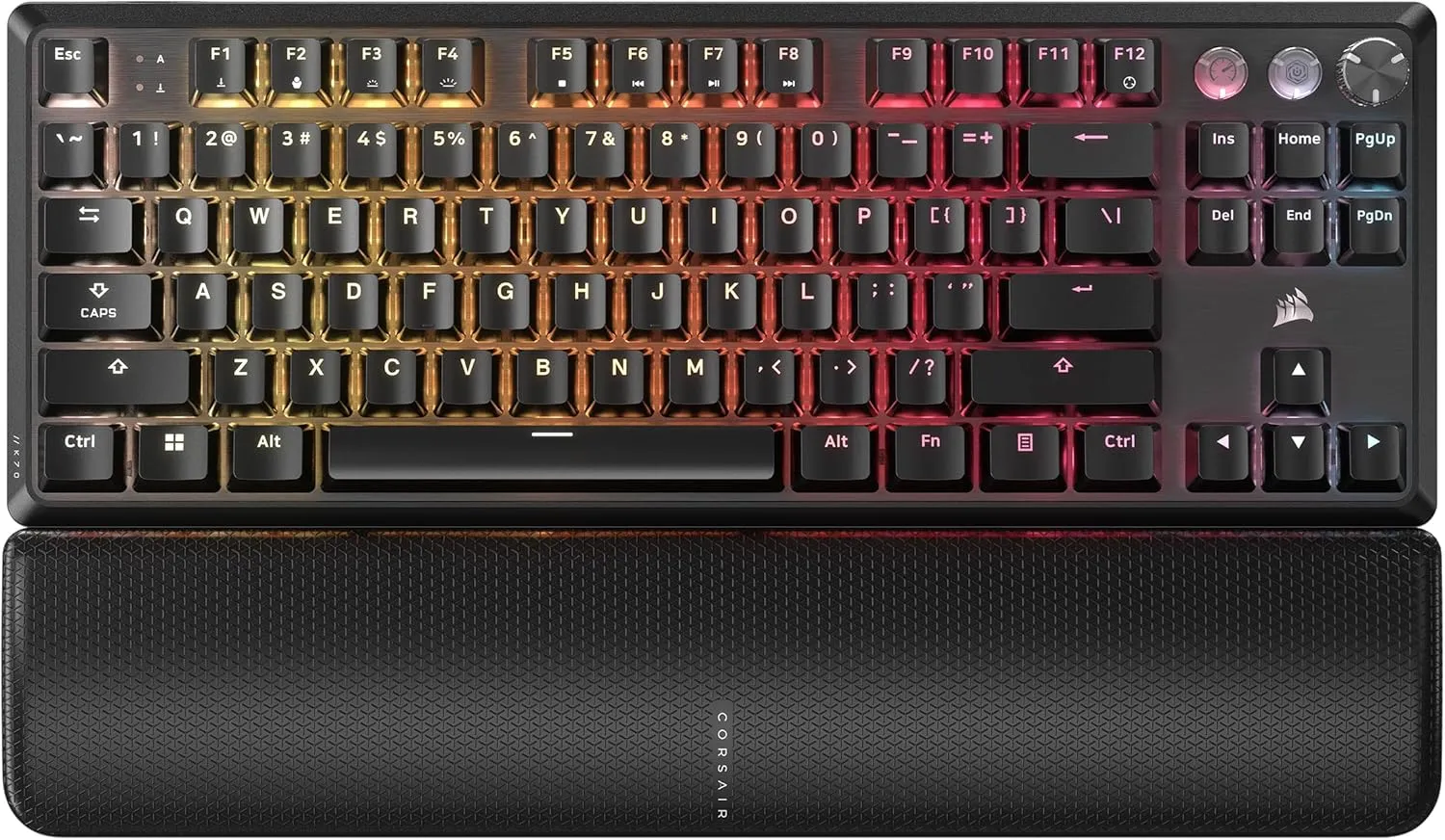 Corsair K70 PRO TKL RGB Tenkeyless Mechanical Wired Gaming Keyboard  Pre-Lubed Hall Effect MGX Hyperdrive Adjustable Switches, Simultaneous SOCD and Rapid Trigger, ABS Double-Shot, QWERTY NA  Black