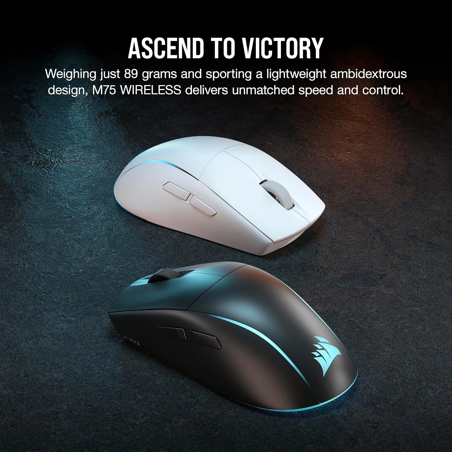 Corsair M75 Wireless RGB Lightweight FPS Gaming Mouse  26,000 DPI  Swappable Side Buttons  iCUE Compatible  PC  White