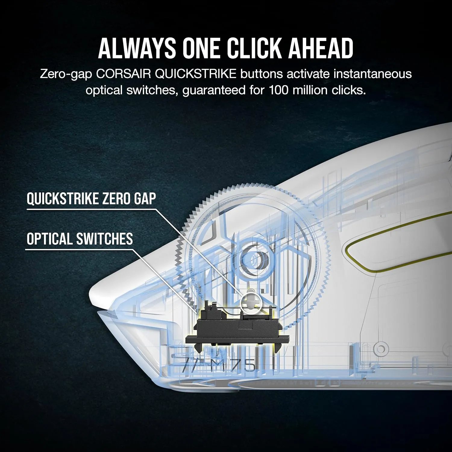 Corsair M75 Wireless RGB Lightweight FPS Gaming Mouse  26,000 DPI  Swappable Side Buttons  iCUE Compatible  PC  White