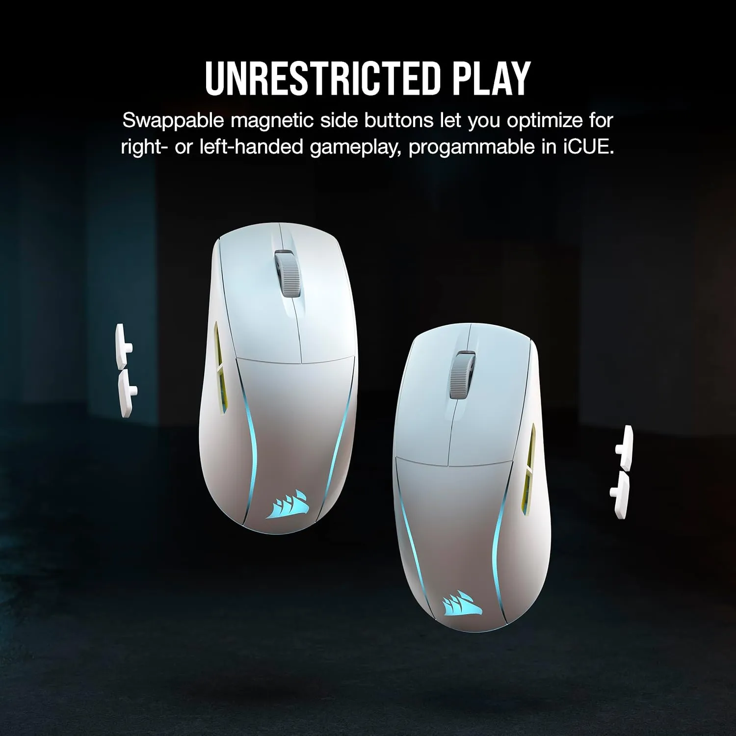 Corsair M75 Wireless RGB Lightweight FPS Gaming Mouse  26,000 DPI  Swappable Side Buttons  iCUE Compatible  PC  White