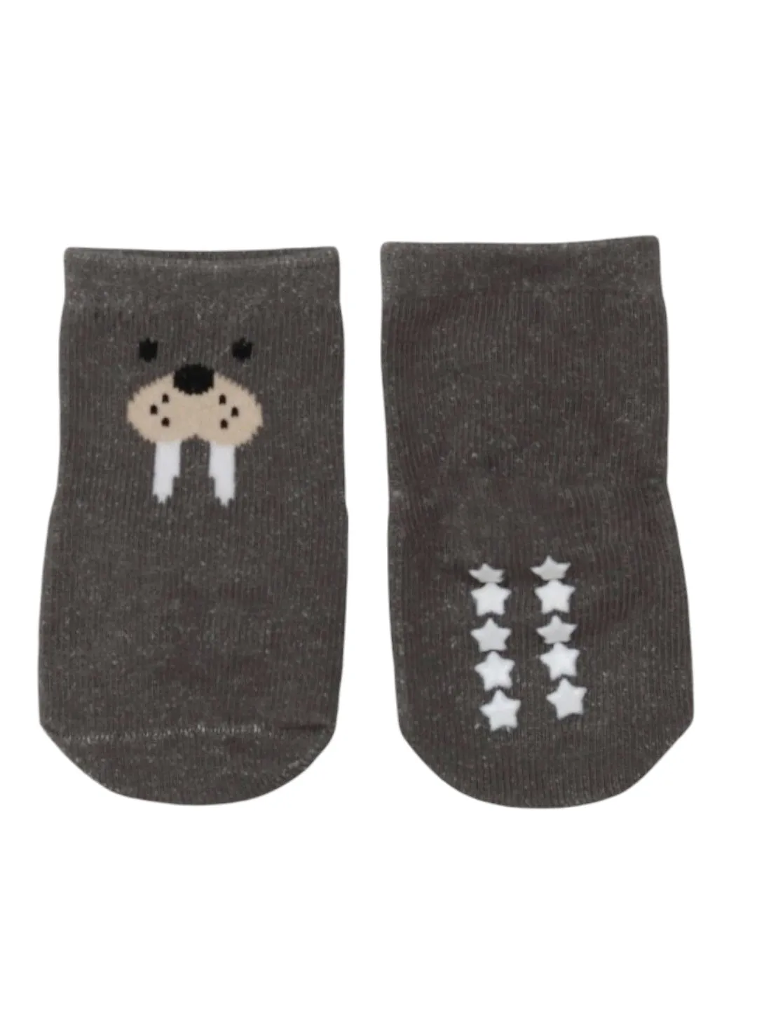 Cozy Polar Bear and Playful Walrus Combo  Socks  for Boys- White & Grey