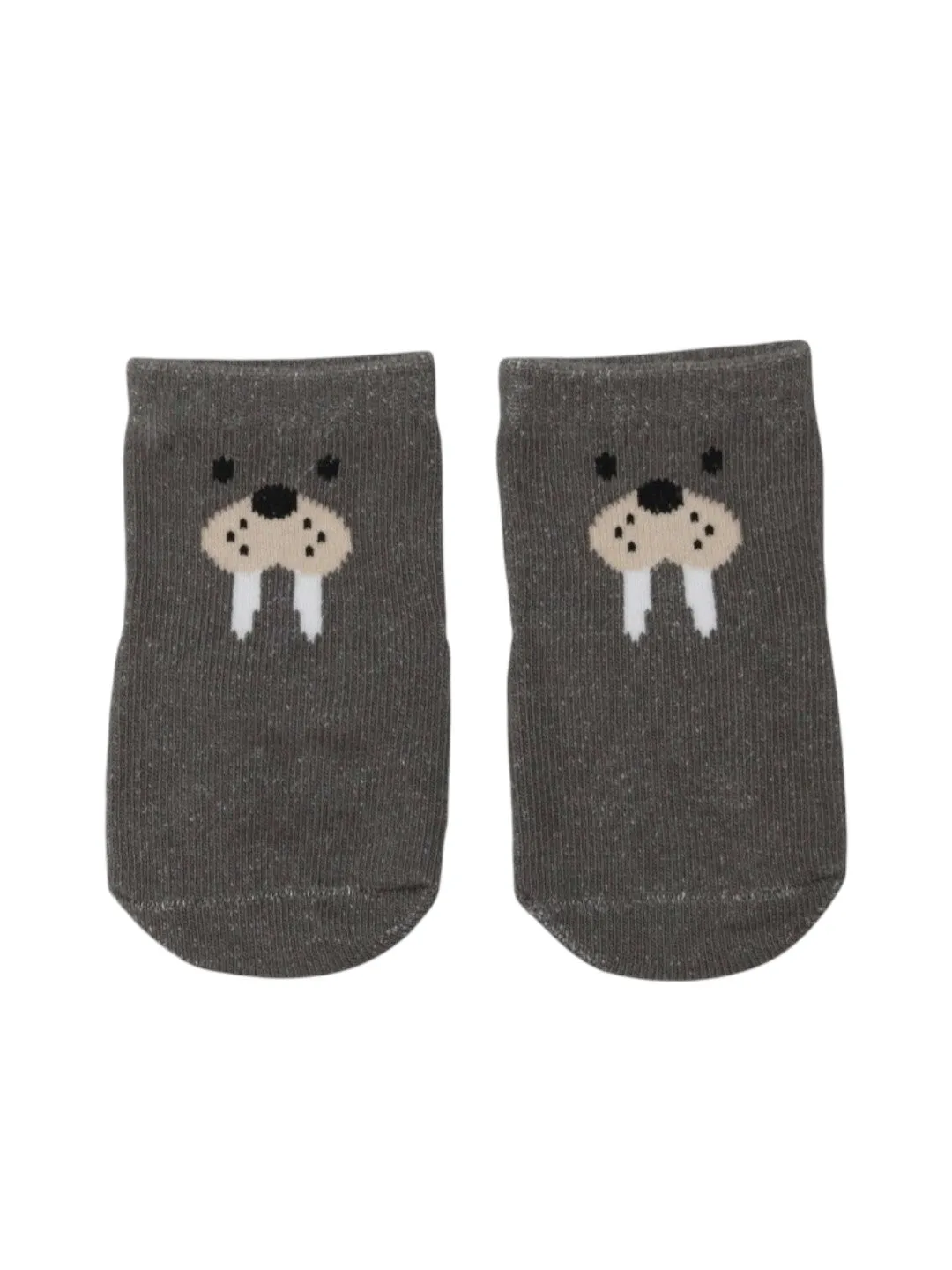 Cozy Polar Bear and Playful Walrus Combo  Socks  for Boys- White & Grey