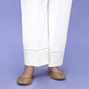 Cream Striaght Fit Cambric Trouser PL4076
