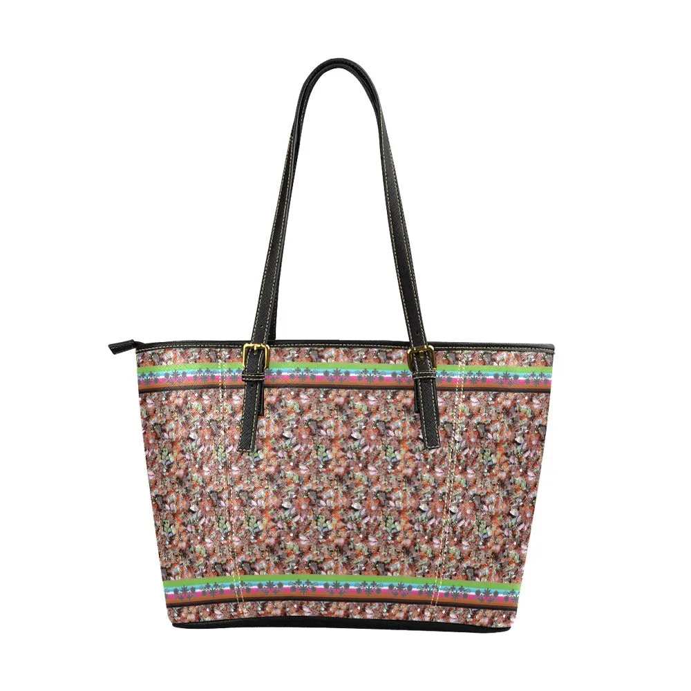 Culture in Nature Orange Leather Tote Bag
