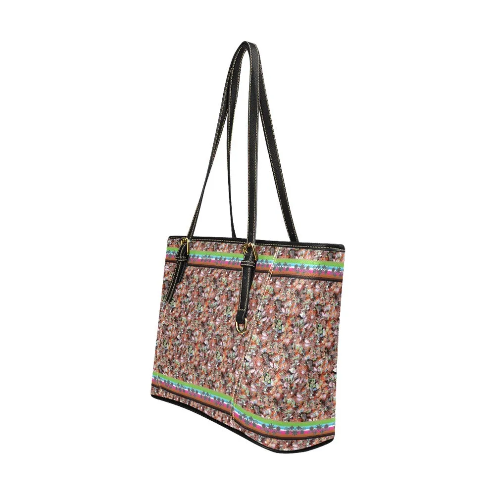 Culture in Nature Orange Leather Tote Bag