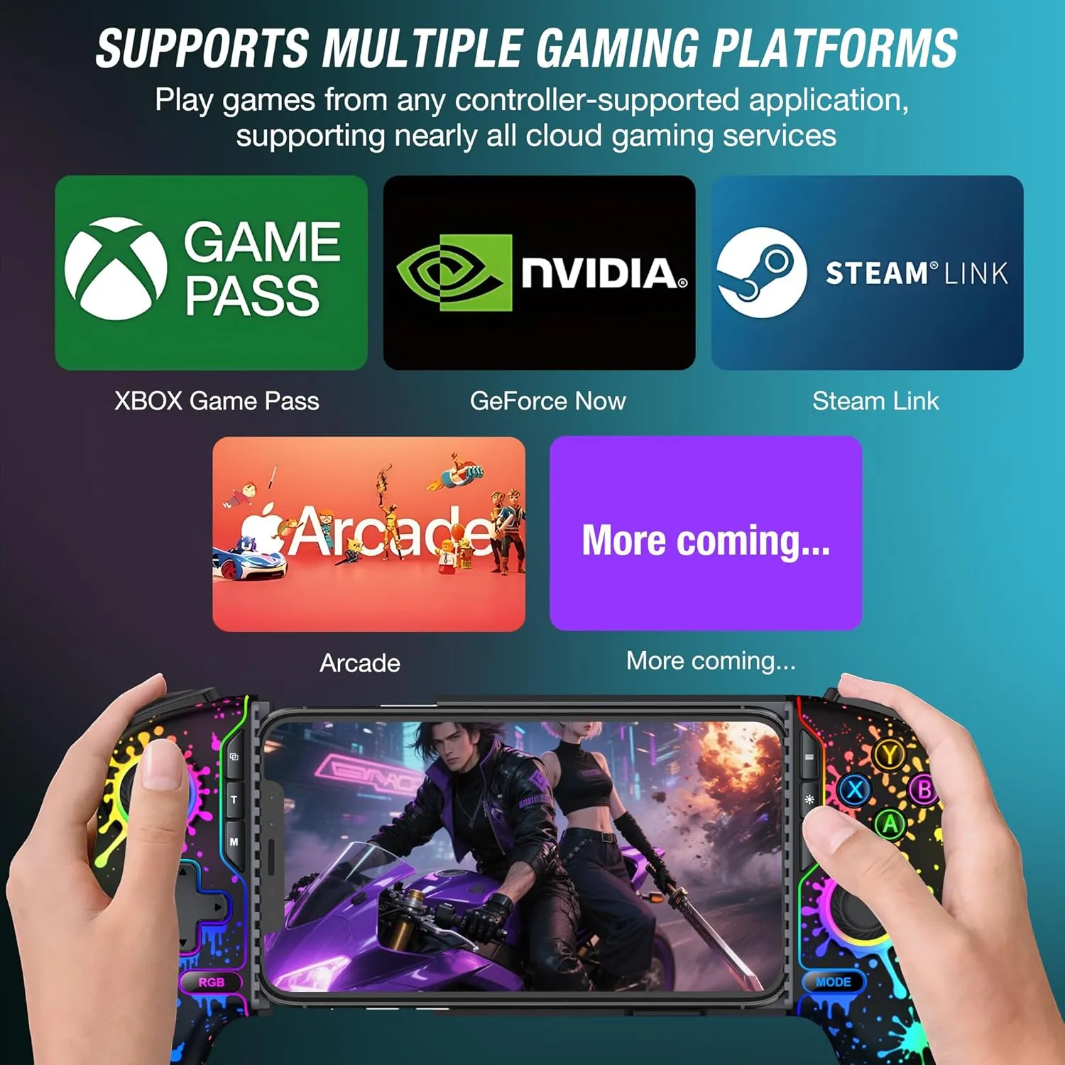 CYOYPPY Mobile Game Controller for iPhone/Android,Phone Gaming Controller Support Phone Case,Wireless Phone Controller for Xbox Game Pass, PlayStation, Steam Link, Call of Duty, Roblox & Minecraft