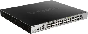 D-Link 28-Port PoE Gigabit Smart Managed Ethernet Switch (370W)| 20 GbE PoE   4 SFP Combo PoE   4 10G SFP  Ports | L3 | 6kV Surge Protection (DGS-3630-28PC/SI)