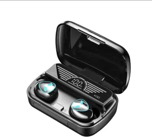 Damix Wireless Earbuds Bluetooth Headphones Water Repellent for iOS/Android & Laptop with Bluetooth BT 5.2 Noice Cancellation LED Light & Display Black