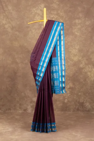 Dark Brown Gadwal Silk Cotton Saree