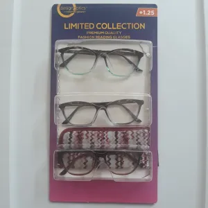 Design Optics Foster Grant Limited Collection Fashion Reading Glasses  1.25 3PK