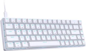 DIERYA T68SE 60% Gaming Mechanical Keyboard,Ultra Compact Mini 68 Key with Blue Switches Wired Keyboard,Anti-Ghosting Keys, for Windows Laptops and PC Gamers,White