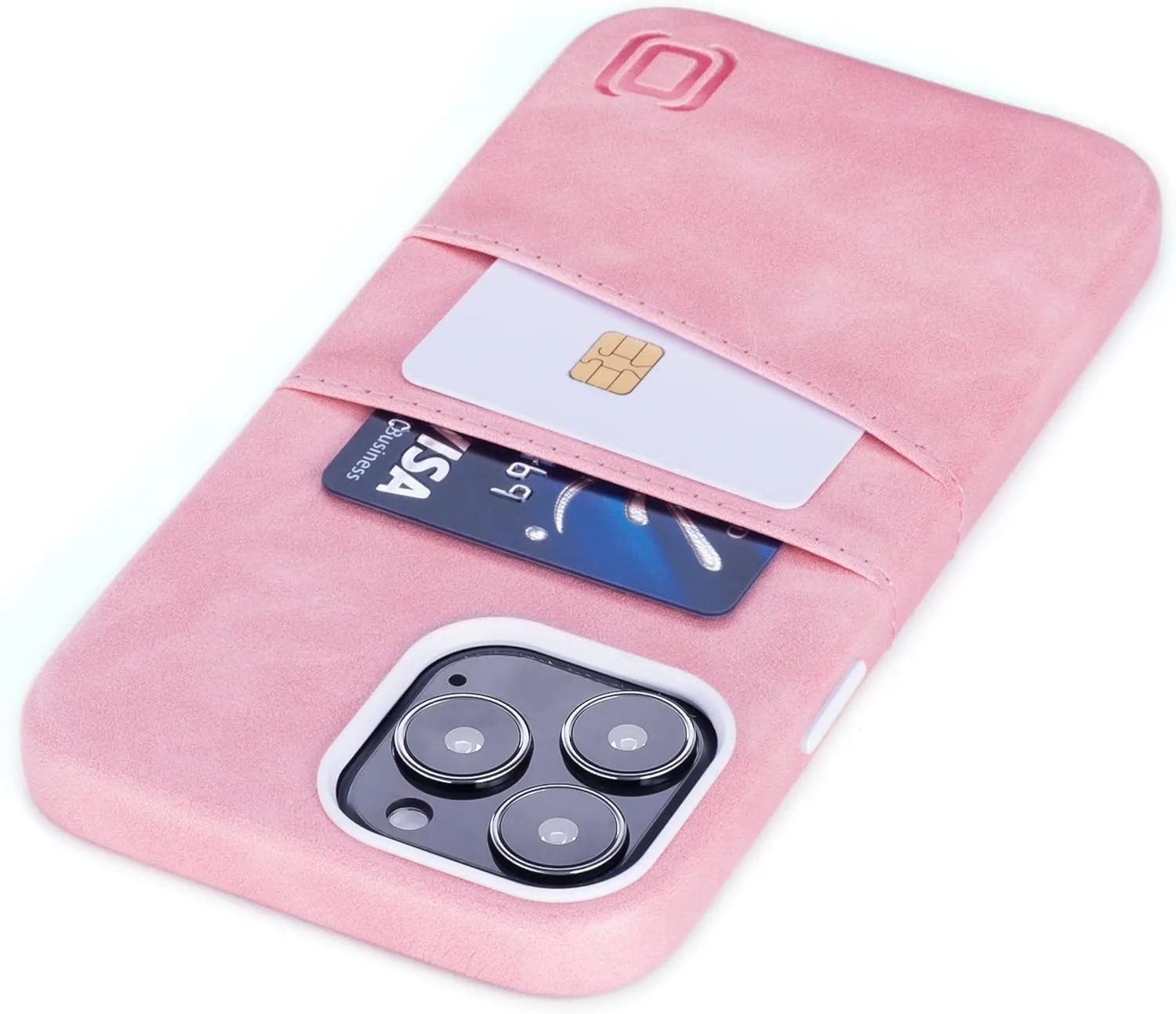 Dockem Wallet Case: iPhone 13 Pro Max Magnetic Mount, 2 Card Pockets, Premium Synthetic Leather - Pink