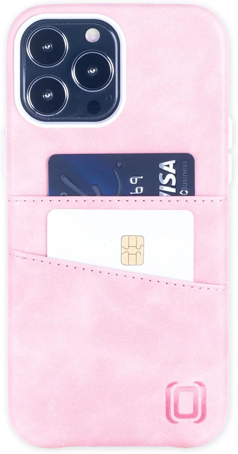 Dockem Wallet Case: iPhone 13 Pro Max Magnetic Mount, 2 Card Pockets, Premium Synthetic Leather - Pink