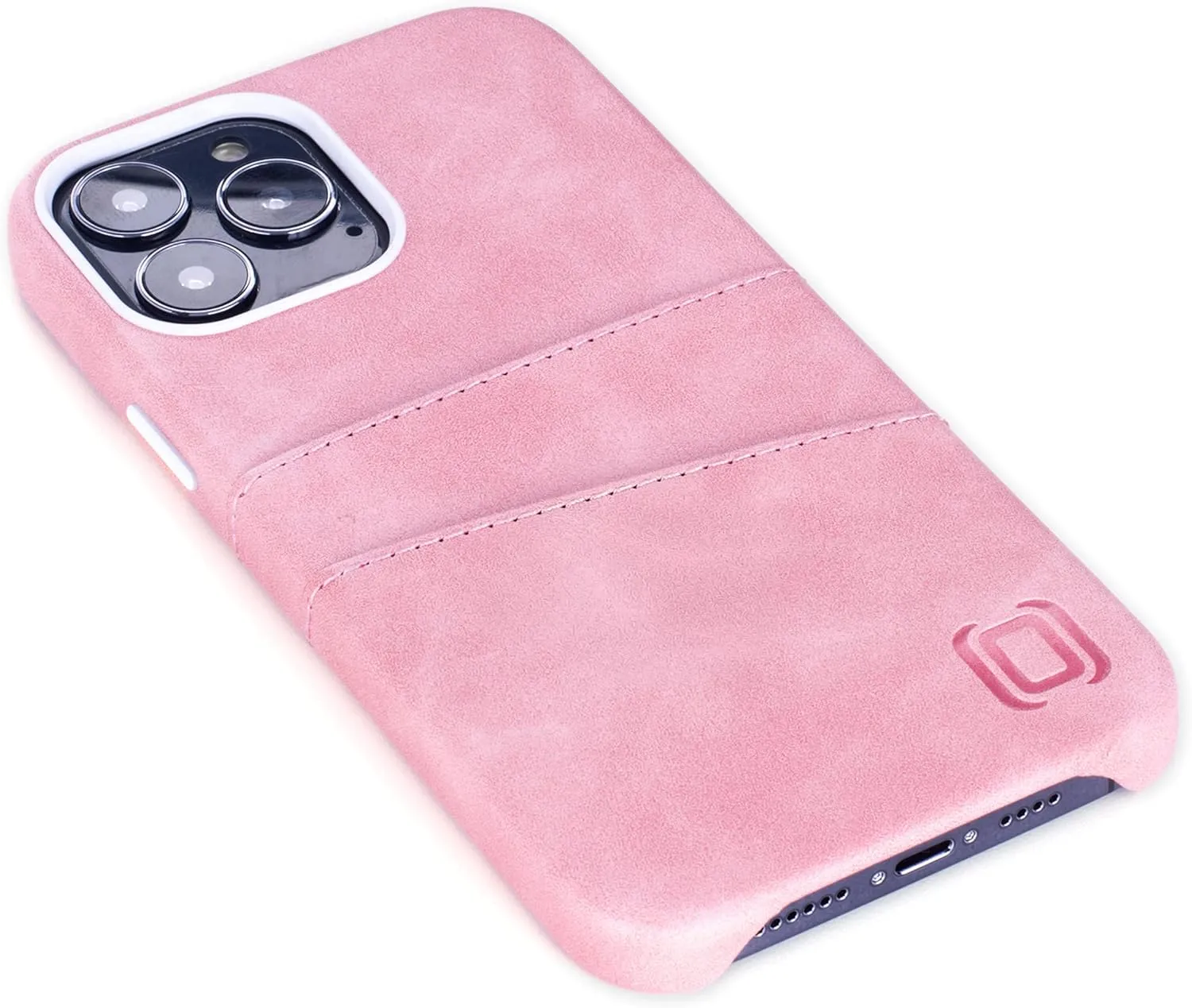 Dockem Wallet Case: iPhone 13 Pro Max Magnetic Mount, 2 Card Pockets, Premium Synthetic Leather - Pink