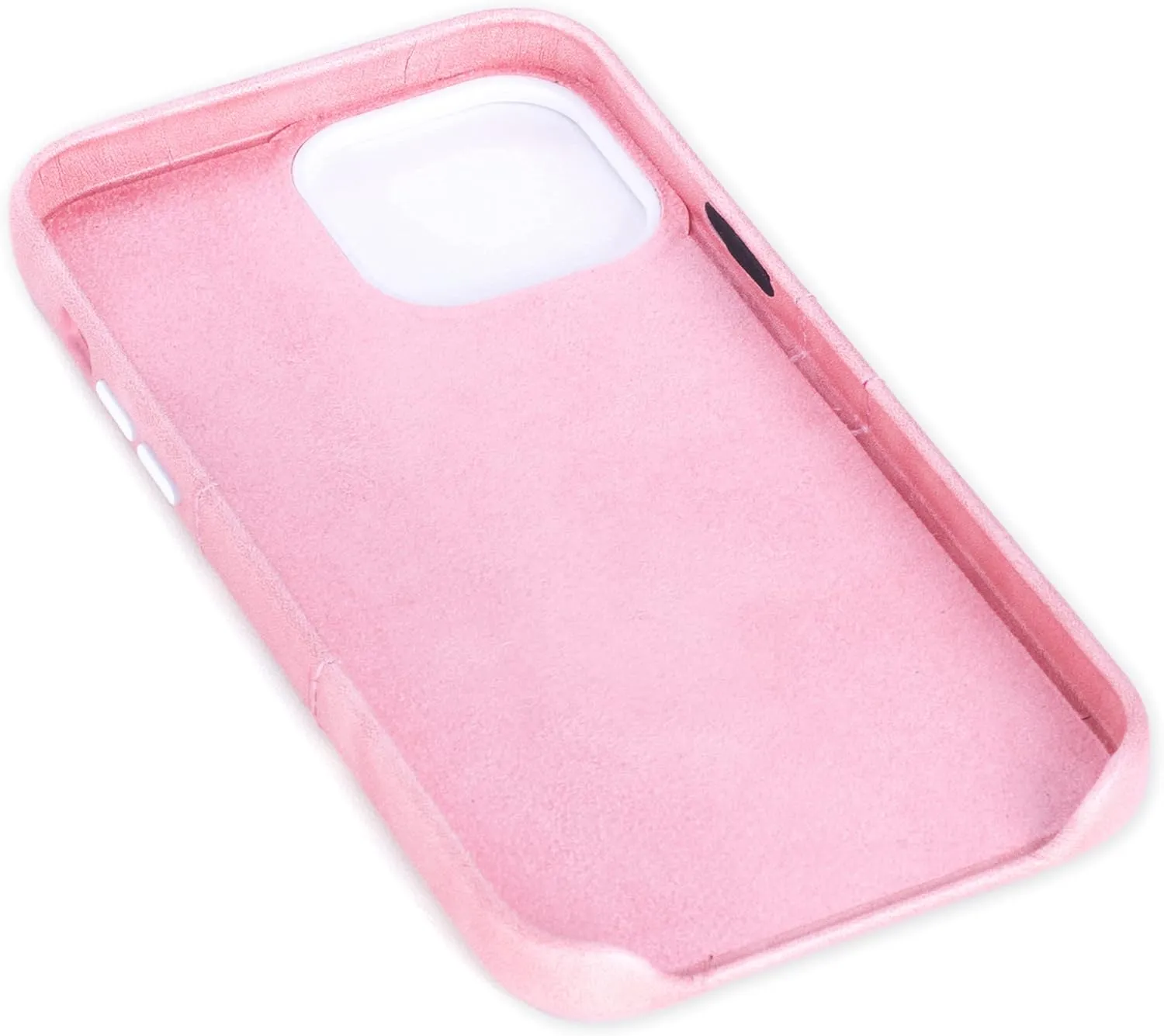 Dockem Wallet Case: iPhone 13 Pro Max Magnetic Mount, 2 Card Pockets, Premium Synthetic Leather - Pink