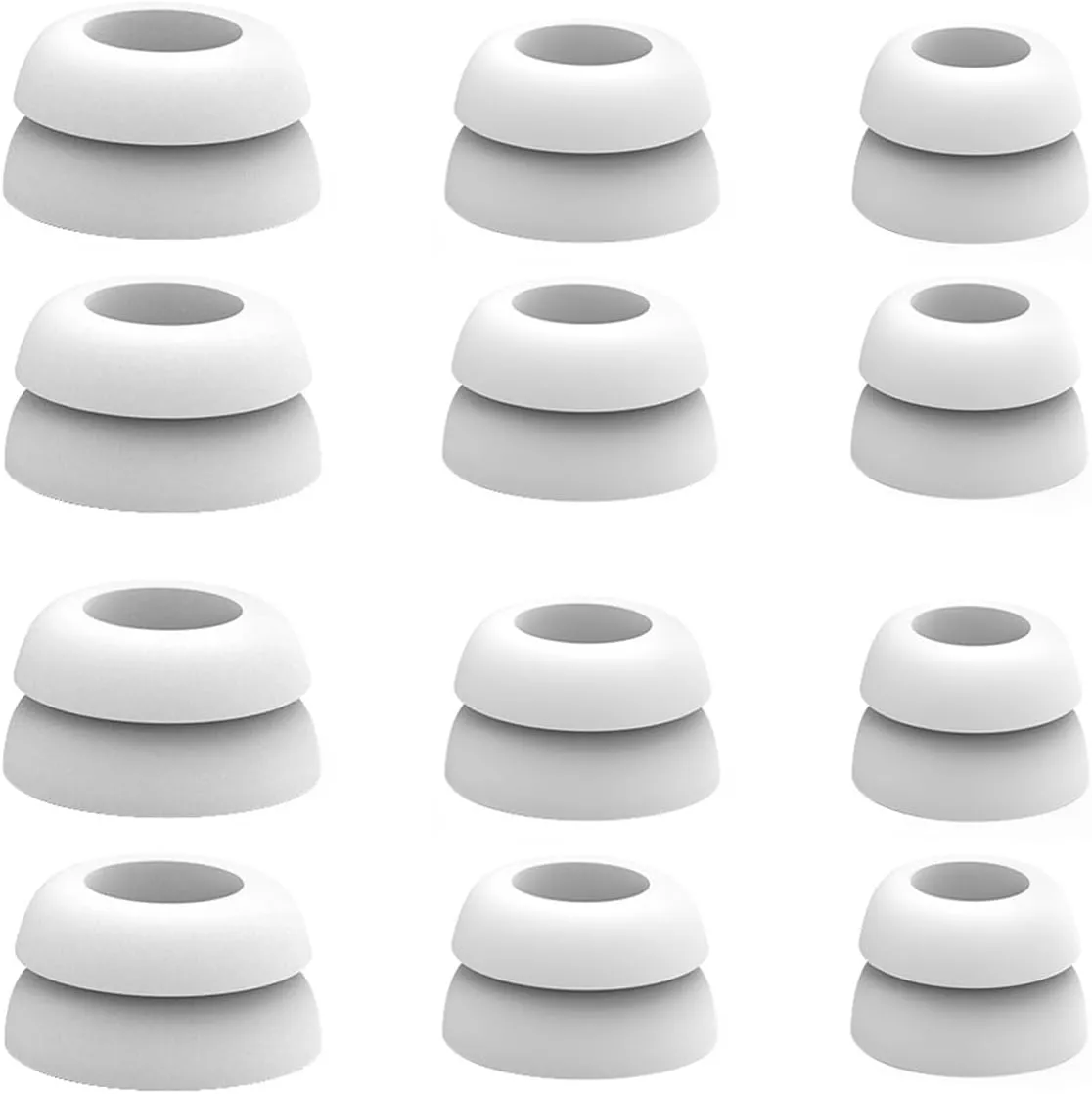Double Flange Earbuds Tips Replacement, White, 6 Pairs (S, M, L) for Sony WF-1000XM5/1000XM4/Beats Earbuds, 5.0mm-7mm Nozzle, Anti-Slip, Noise Isolating, Washable
