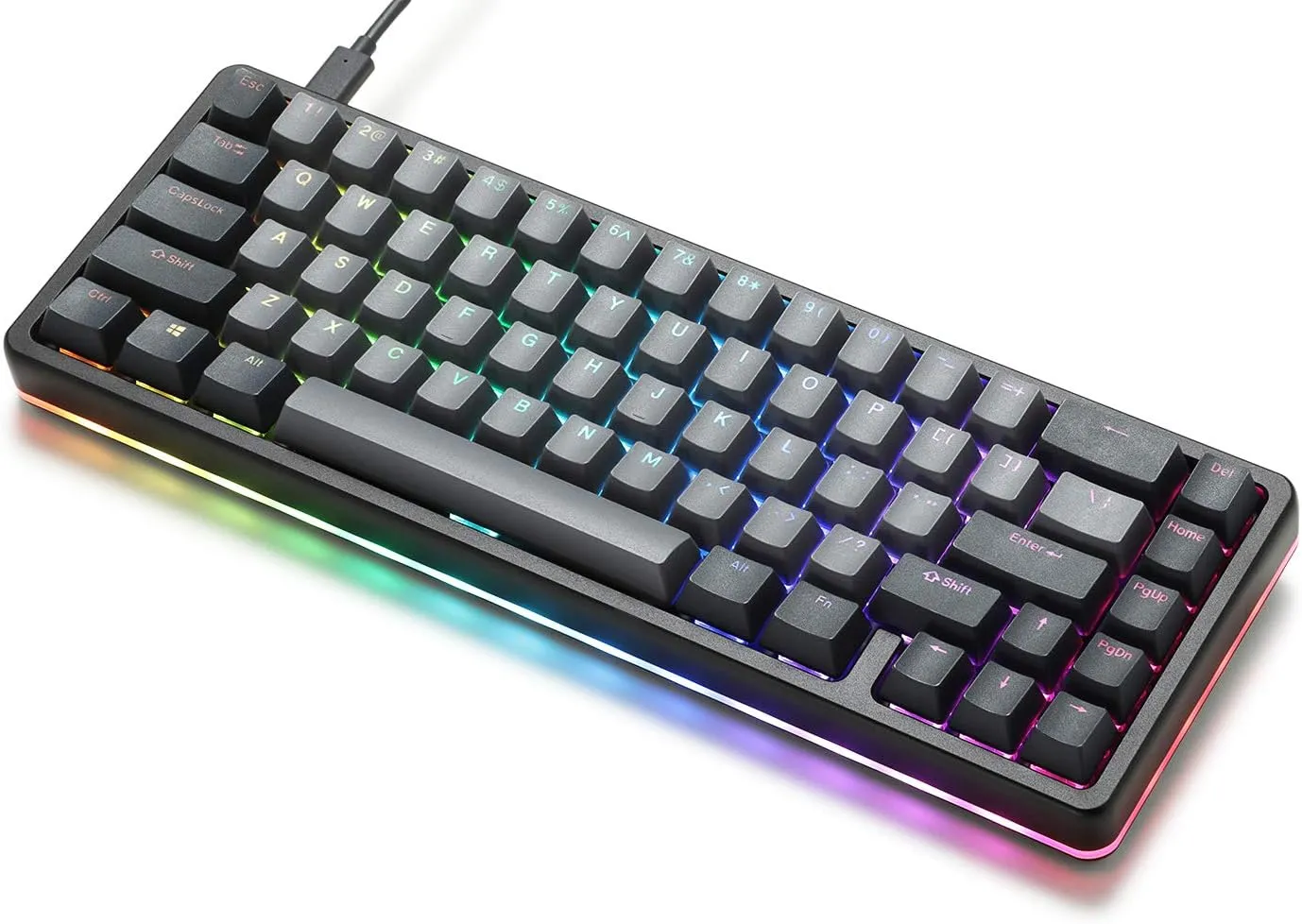 DROP ALT High-Profile Mechanical Keyboard  65% (67 Key) Gaming Keyboard, Hot-Swap Switches, Programmable Macros, RGB LED Backlighting, USB-C, Doubleshot PBT, Aluminum Frame (Halo True, Black)