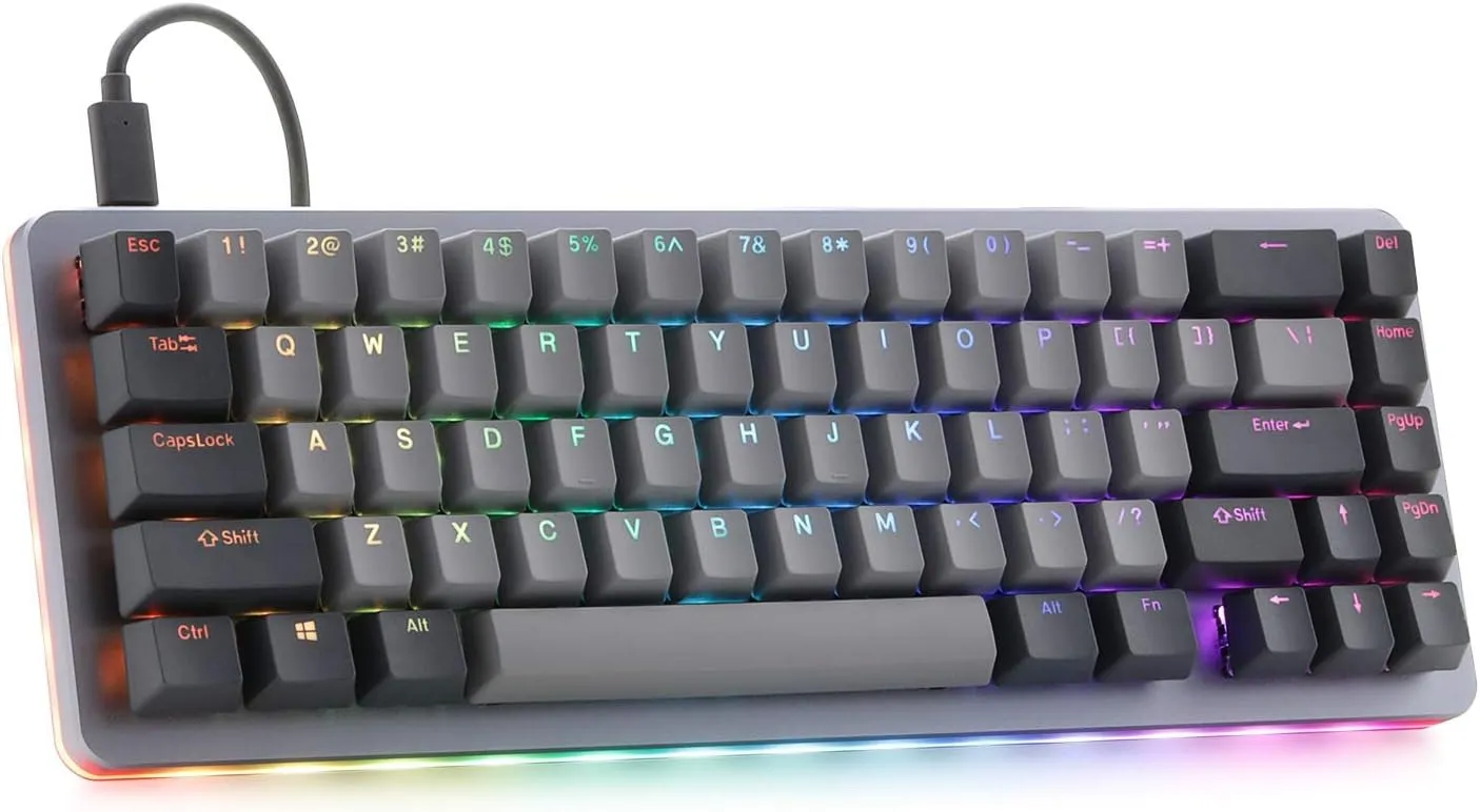 Drop ALT Mechanical Keyboard  65% (67 Key) Gaming Keyboard, Hot-Swap Switches, Programmable Macros, RGB LED Backlighting, USB-C, Doubleshot PBT, Aluminum Frame (Halo True, Gray)