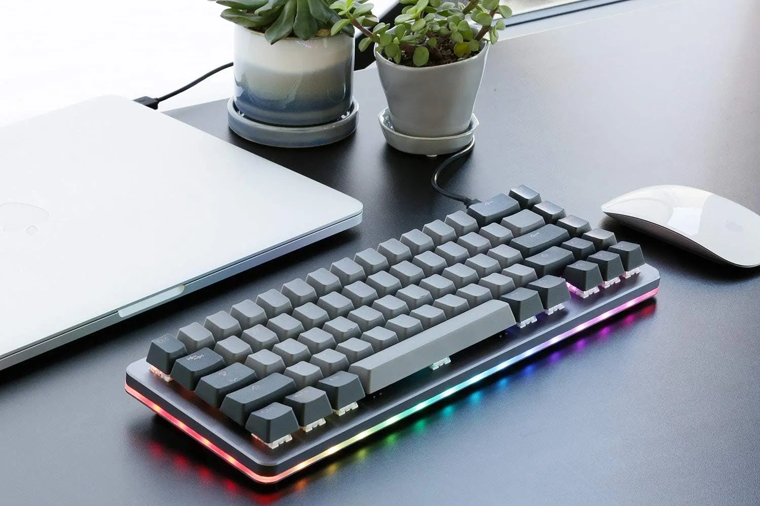 Drop ALT Mechanical Keyboard  65% (67 Key) Gaming Keyboard, Hot-Swap Switches, Programmable Macros, RGB LED Backlighting, USB-C, Doubleshot PBT, Aluminum Frame (Halo True, Gray)