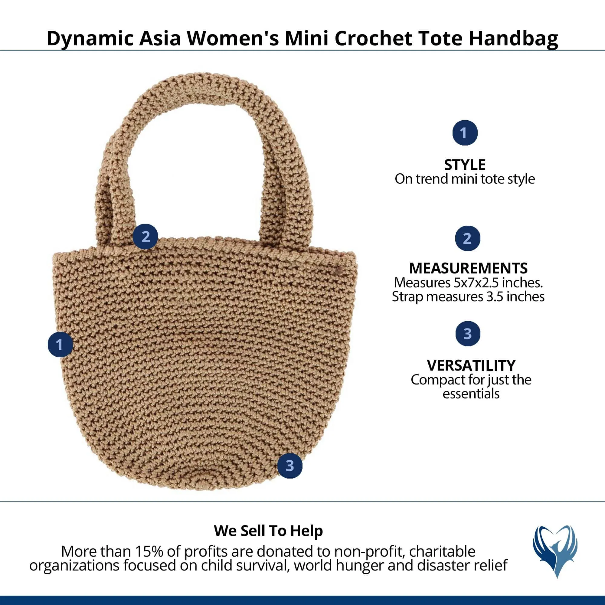 Dynamic Asia Women's Mini Crochet Tote Handbag