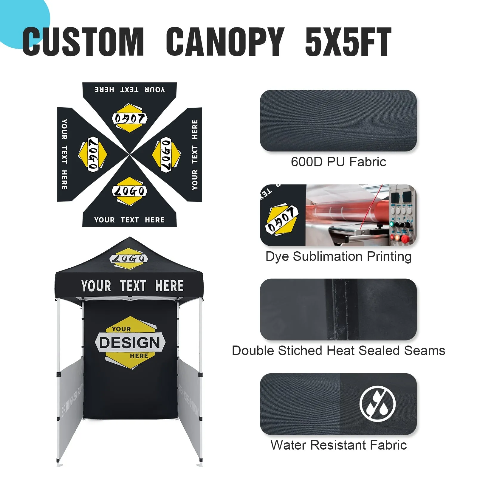 EAGLE PEAK E25 Custom Printed Canopy Tent 5x5  - CLICK TO CONFIGURE - Package Prices Start at $349.00