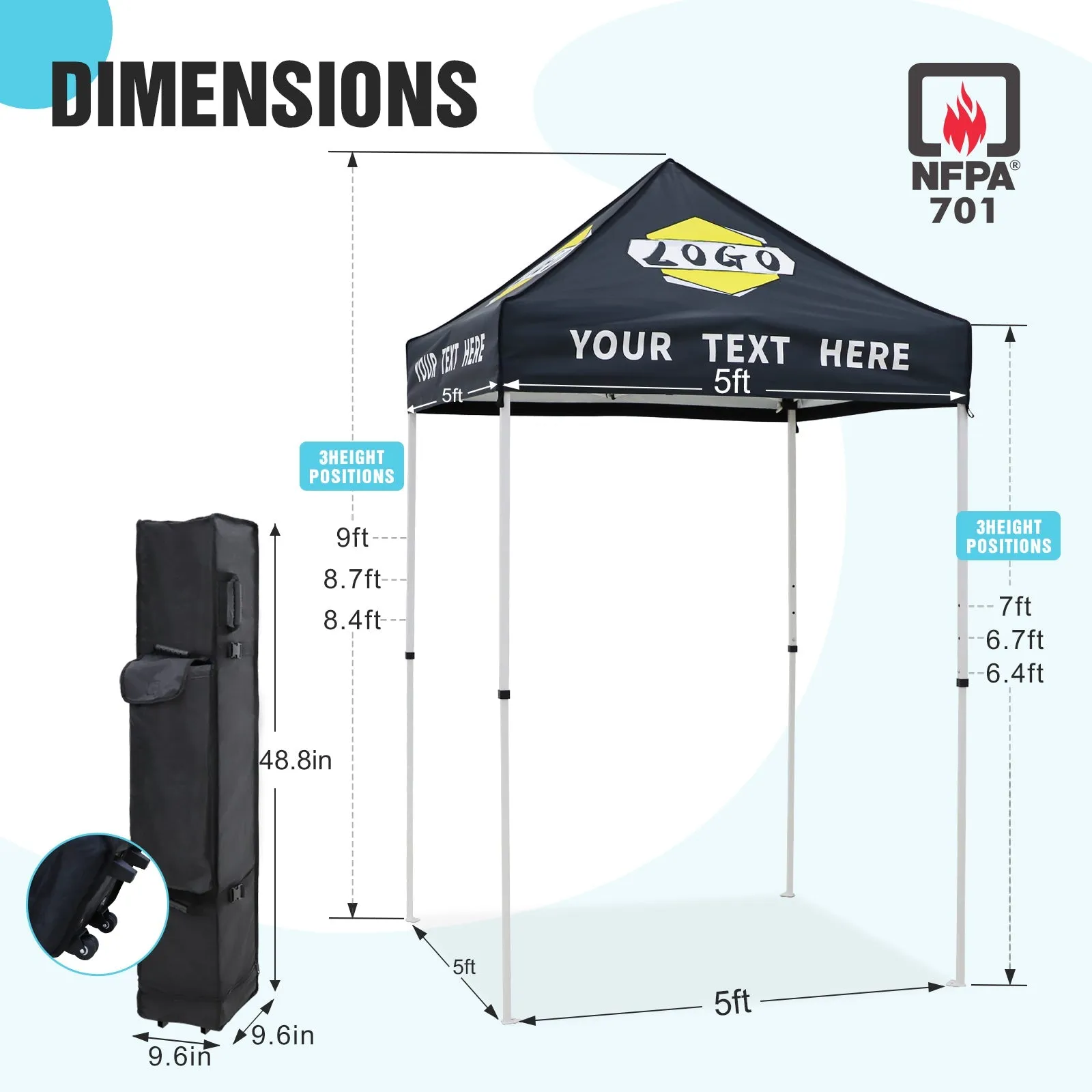 EAGLE PEAK E25 Custom Printed Canopy Tent 5x5  - CLICK TO CONFIGURE - Package Prices Start at $349.00