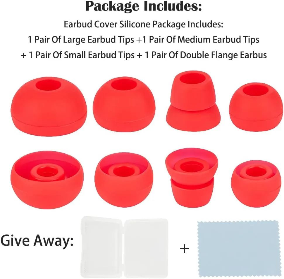 Earbuds Replacement Tips Earbud Pads Replacement Ear Tips For Earbuds Earbud Covers Silicone Tips Eargels Earpads Compatible With Beats By Dr Dre Powerbeats 1 2 3 Wireless Stereo Earphones 4Pairs(Red)