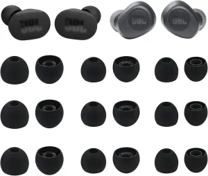 Eartips Compatible with JBL VIBE100 130NC Earbuds, S/M/L Sizes 9 Pairs Soft Silicone Replacement Tips, Black