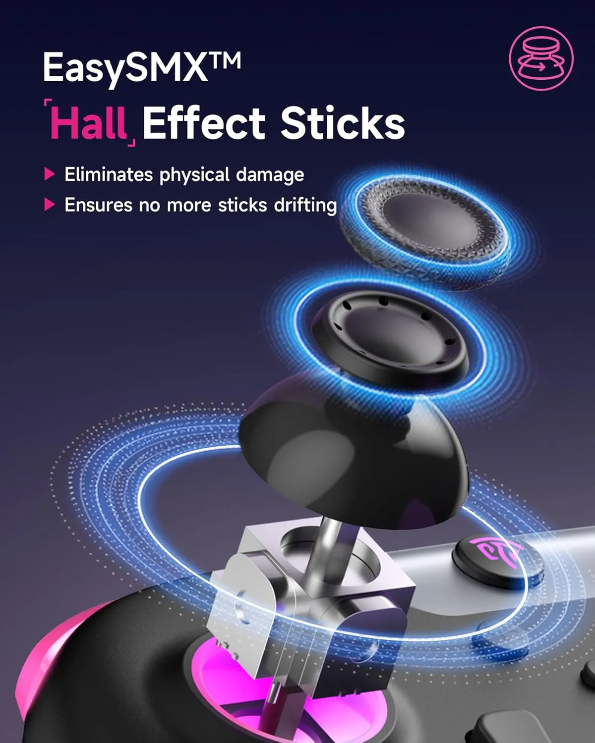EasySMX X05 2.4g Wireless Gaming Controller for PC/Steam/iPhone/Android/Switch - Bluetooth Controller Gamepad with Hall Effect, RGB Lights and Turbo, Anti-Drift Controller