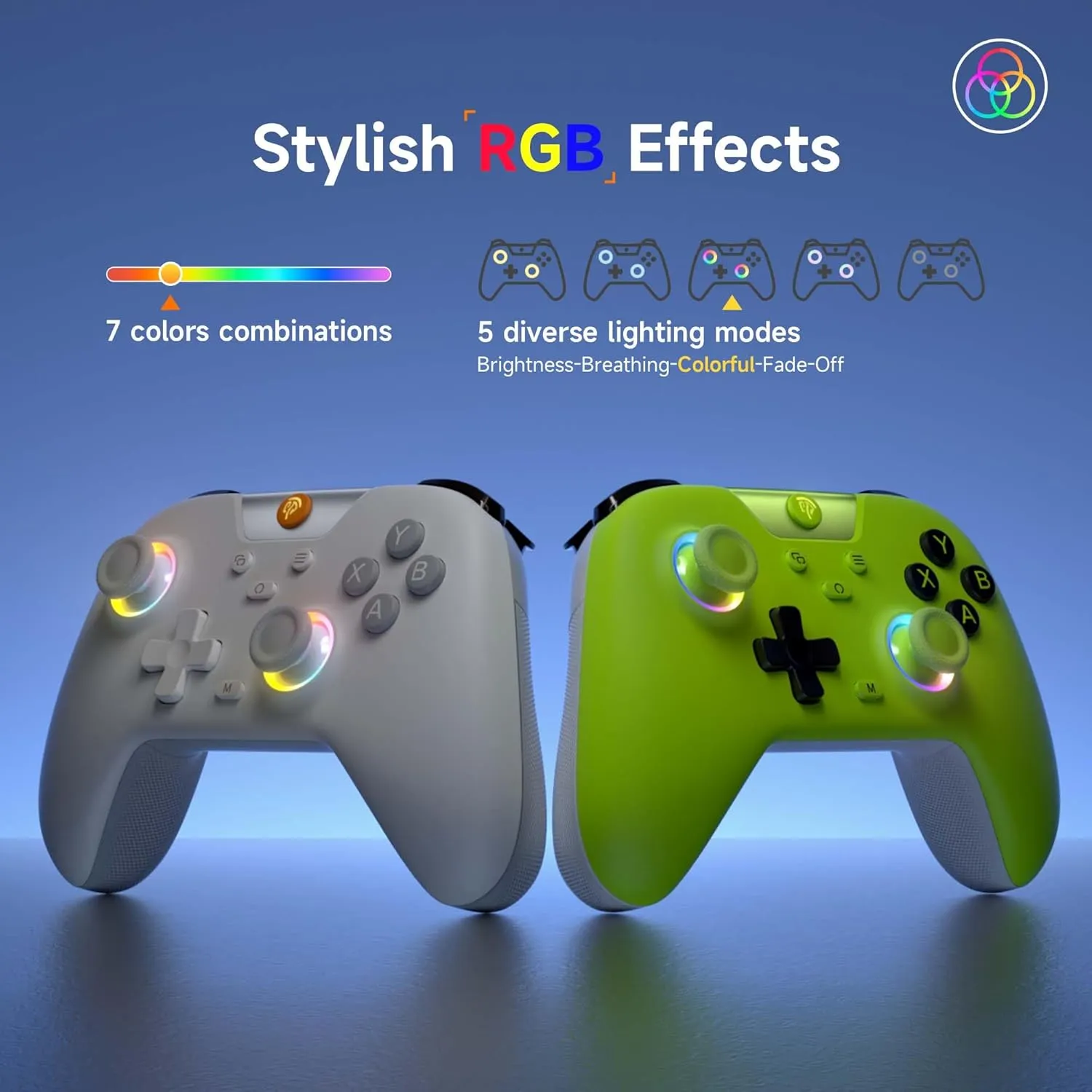 EasySMX X05 Wireless Controller for PC/Android/Steam Deck- Bluetooth Controller Gamepad with Hall Effect Joysticks and Trigger,Turbo,Rumble Vibration and RGB Lighting
