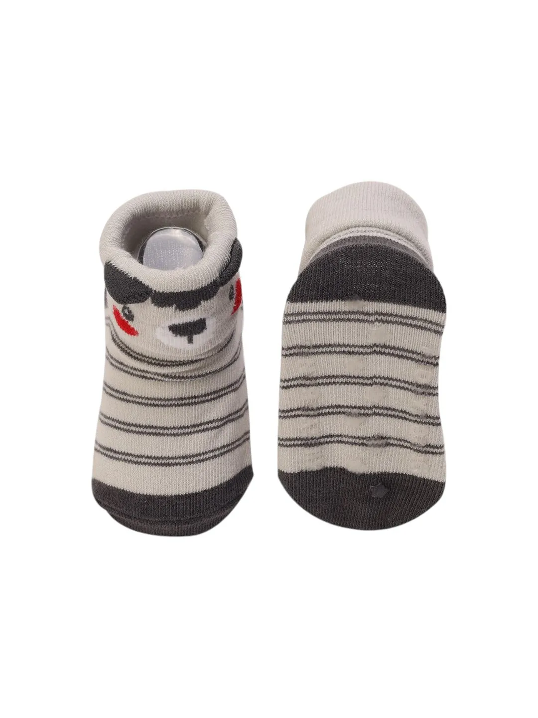 Elegant Striped Baby Socks with Bear Face – Soft and Playful Design