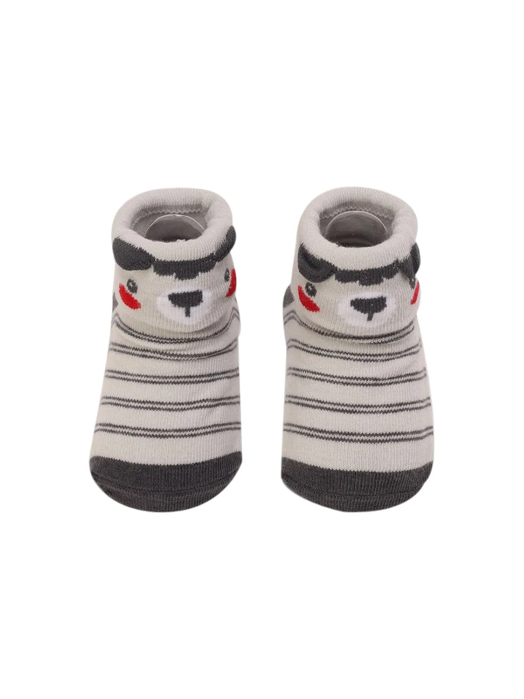 Elegant Striped Baby Socks with Bear Face – Soft and Playful Design