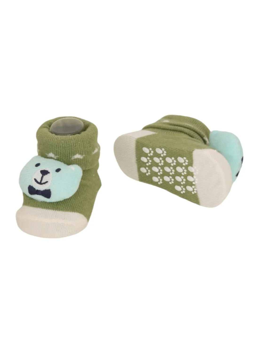 Enchanting Animal Rattle Socks Set - Cow & Bear Design