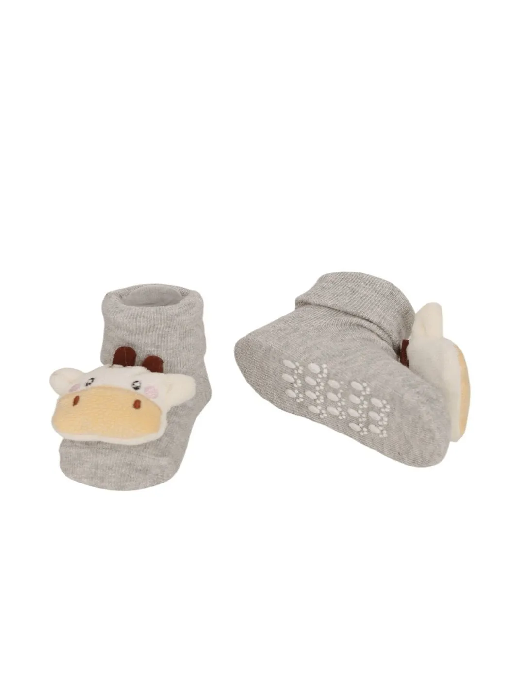 Enchanting Animal Rattle Socks Set - Cow & Bear Design