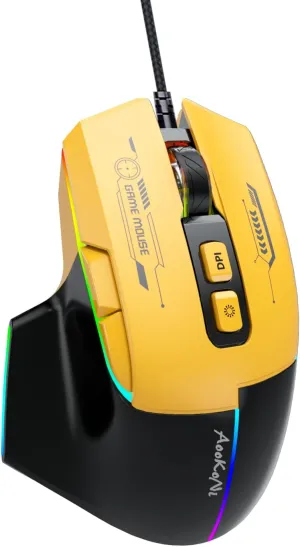 Ergonomic Wired Mouse with 5 Adjustable DPI up to 7200, 7 Programmable Keys, RGB Breathing Lights, Compatible with Laptop, Chromebook, PC, Desktop, Mac, Notebook