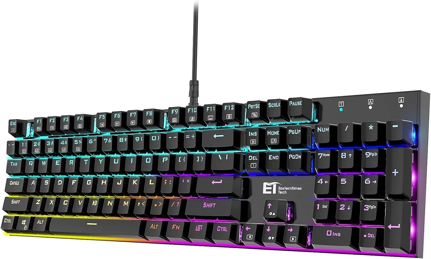 ET Mechanical Gaming Keyboard RGB Backlit Keys Computer Keyboard, 16.8 Million Color 104 Keys Blue Switch Wired Gaming Keyboards Full Size, Aluminum Base USB Keyboard for PC Gamer Laptop
