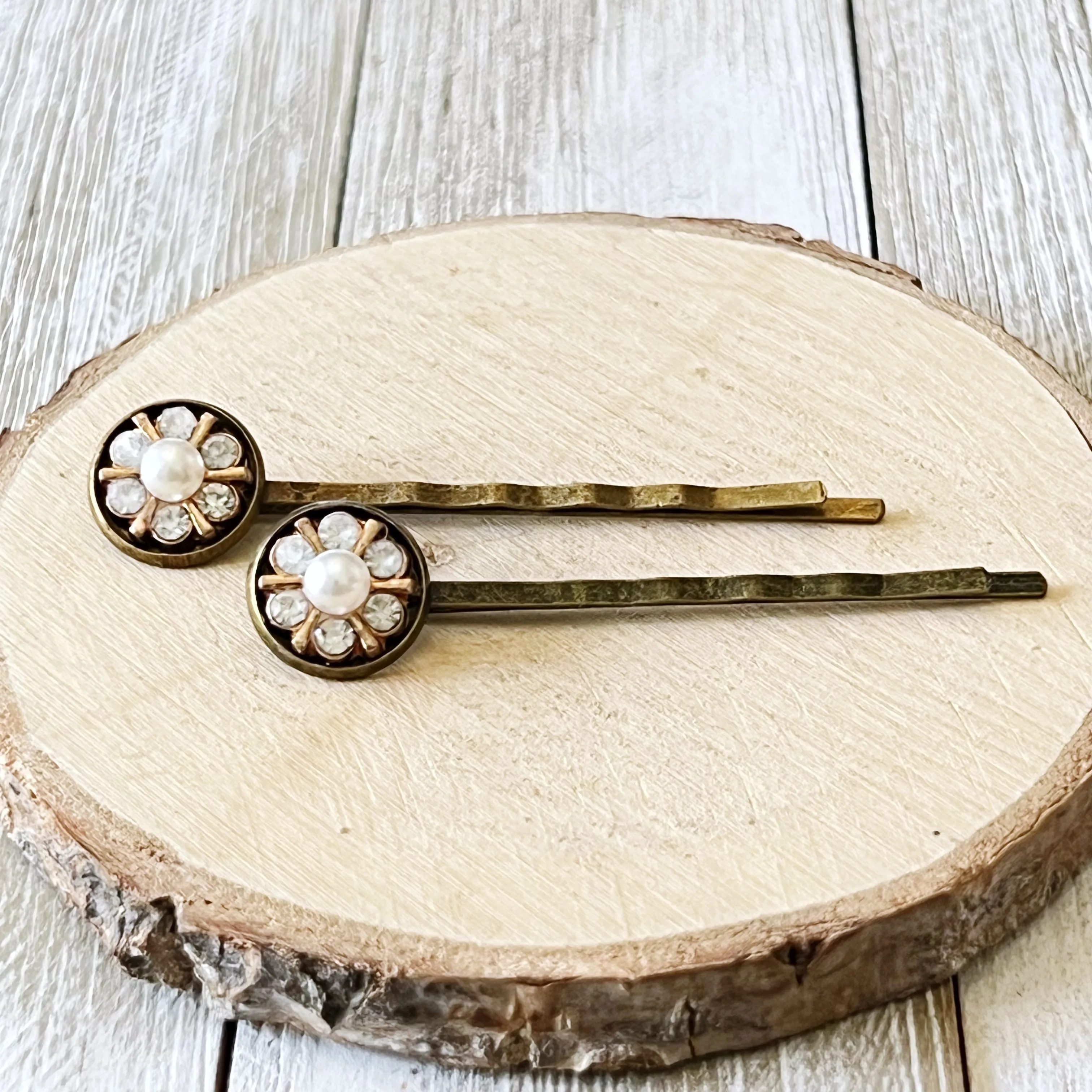 Floral Rhinestone & Pearl Hair Pin Set: Elegant Accessories for Graceful Hairstyles