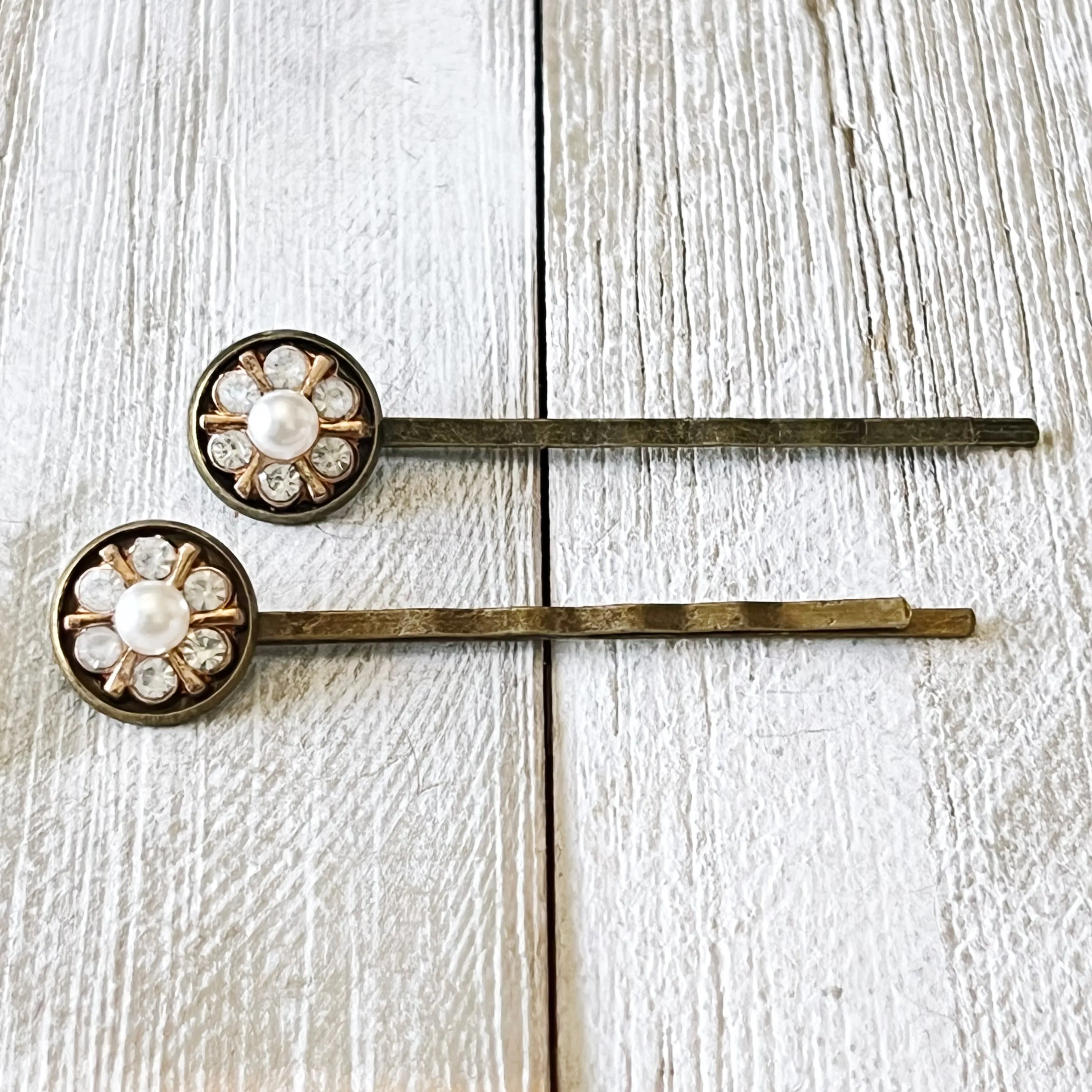 Floral Rhinestone & Pearl Hair Pin Set: Elegant Accessories for Graceful Hairstyles